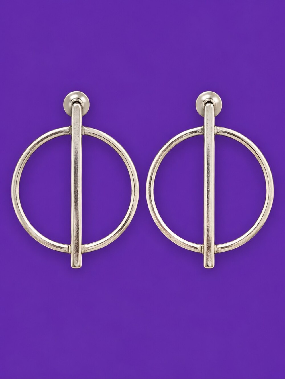 3/$30 Vintage Silver Geometric Hoop Post Earrings